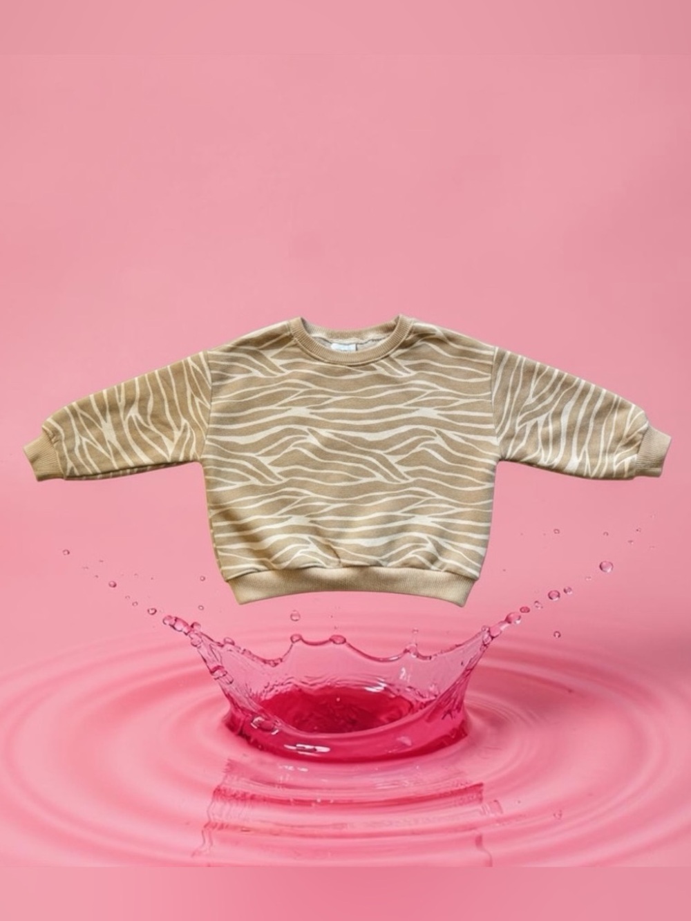 Zara Beige & White Zebra-Pattern Crewneck Sweatshirt